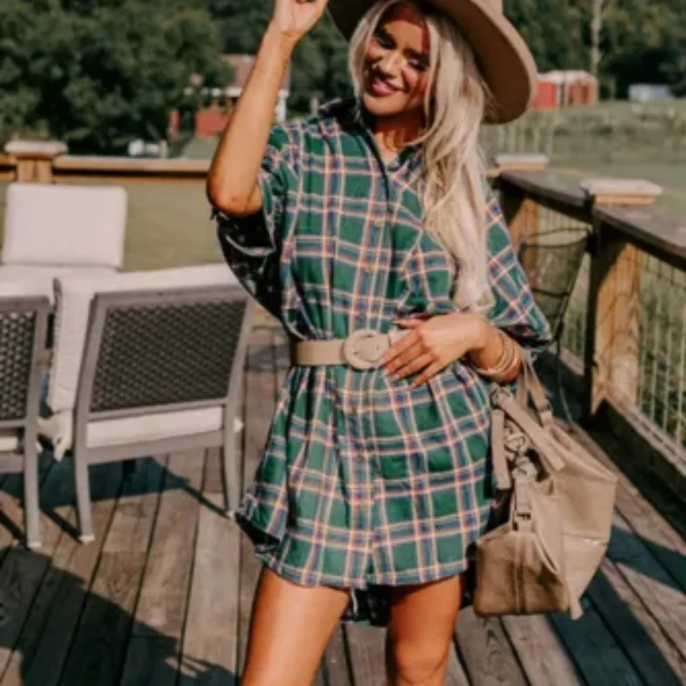 New Oversized plaid tunic shirt - Picture 4 of 17